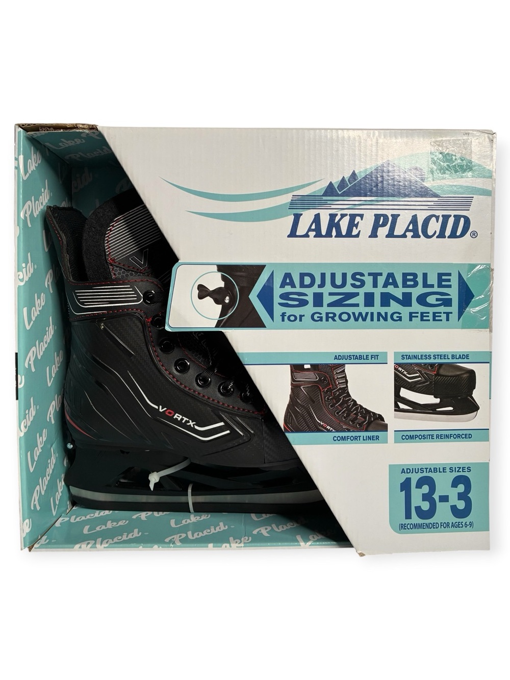 Lake Placid 13-3 Youth Vortex Adjustable Ice Skates Hockey Sports Winter Boys